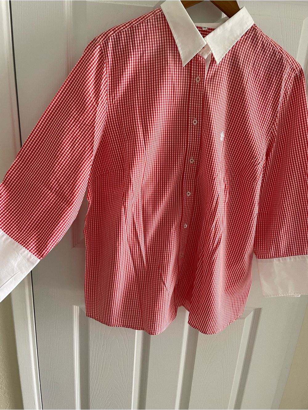 Vintage Daniels & Korff Oktoberfest Red Gingham Shirt White Contrast Collar